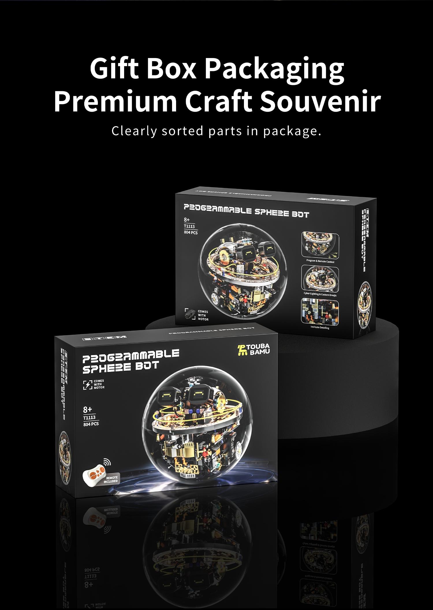 Programmable Sphere Robot RC Kit 804pcs, Stem Education Coding & Assembly Toy, Ideal Gift for Engineers, Architects, Parents