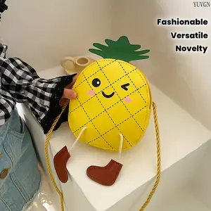2026 Cute Cartoon Pineapple Crossbody Bag for Kids Girls, Novelty Fruit Shape Shoulder Purse with Rope Strap, Small Mini Handbag Perfect for Vacation, Beach, Shopping, Party and Daily Outfit