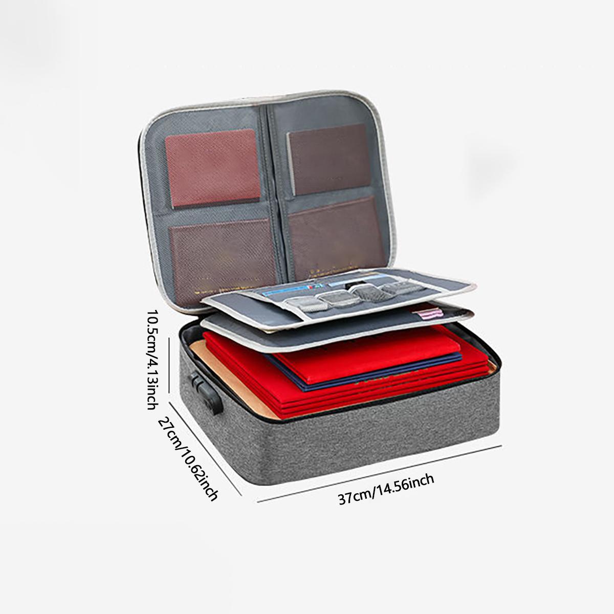 Fireproof Document Box with Lock, 1 Count Portable Waterproof Files Organizer Box, File Storage Box for Important Paperwork