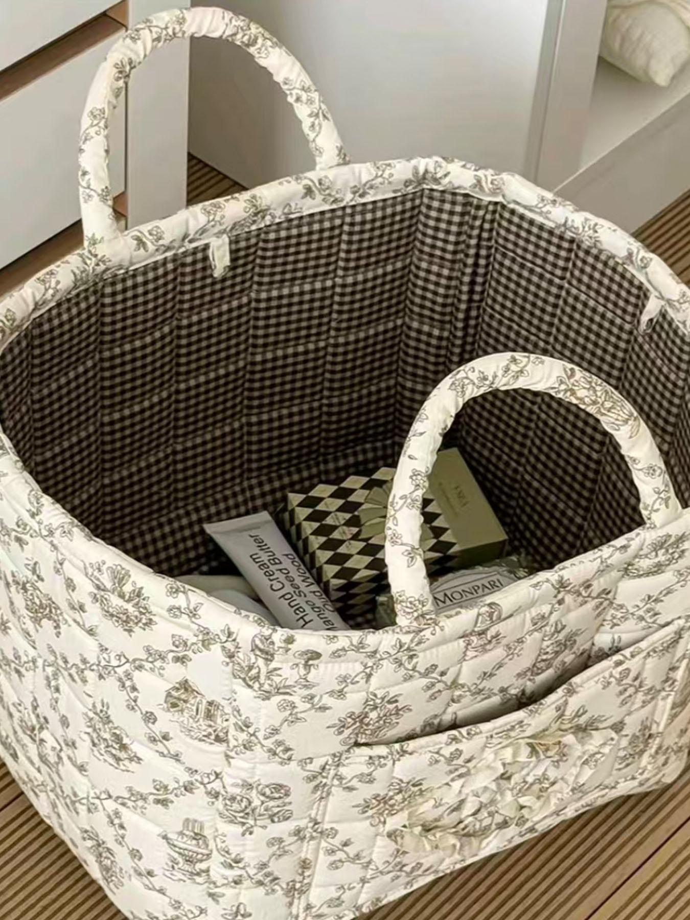 Elegant Home Storage Bag OrganizerMultipurpose Foldable Basket for Clutter Organization,Perfect for Living Room & Bedroom Use, Carrying Caddy, Portable Storage Basket