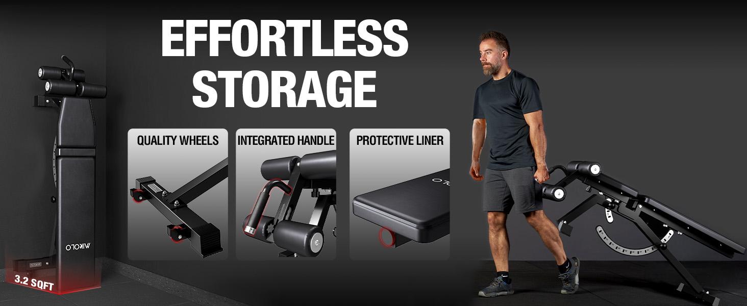 MIKOLO Adjustable Weight Bench, Workout Bench Press Set, Removable Leg Support for Flat Incline Decline Sit Up Bench, Vertical Storage Space-Saving Multi-Functional Home Gym EquipmentMIKOLO SpringStatements