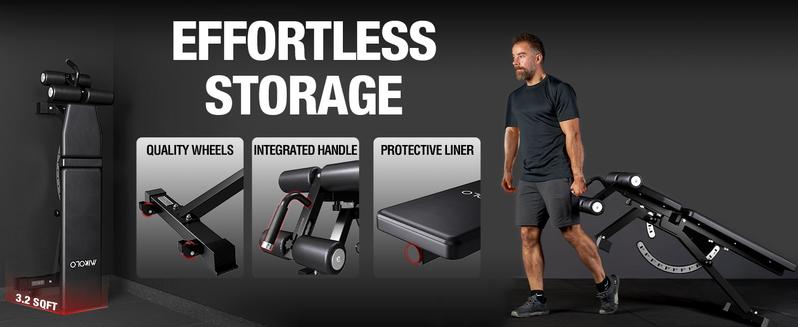 MIKOLO Adjustable Weight Bench, Workout Bench Press Set, Removable Leg Support for Flat Incline Decline Sit Up Bench, Vertical Storage Space-Saving Multi-Functional Home Gym EquipmentMIKOLO