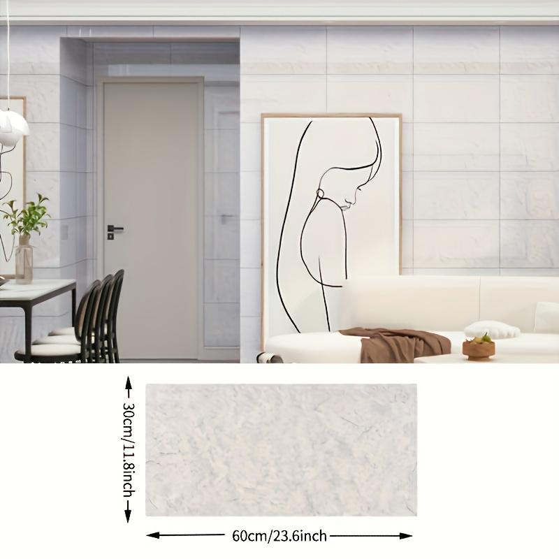 20/40Pcs Large White Marble Tile Wall Stickers, WallPaper, Easy Peel & Stick, Waterproof Self-Adhesive Panels for Kitchen, Living Room, Bathroom, Corridor, Home and Dormitory - 23.62*11.8 inch papel