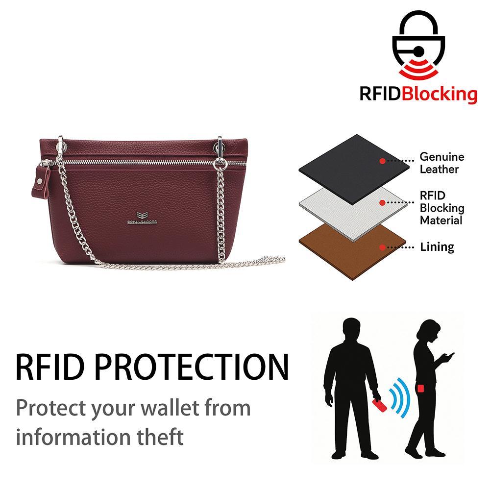 Royal Bagger Women's Classic Elegant Minimalist Genuine Leather Clutch Wallet - RFID-Blocking Small Zipper Coin Purse, Durable Fashion Accessory for Holiday Casual to Formal Use, 1-Bag Solution, Coin Holder/Purse