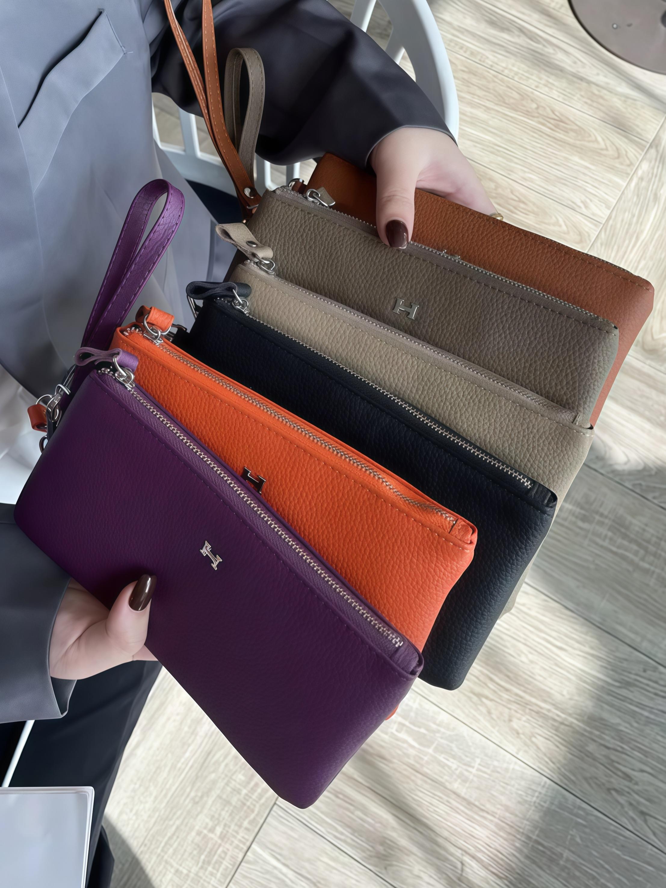 Women's Leather Handbag, Small Luxury Clutch Bag, Elegant Phone Holder Purse, New High-End Storage Design, Stylish Grip Handle