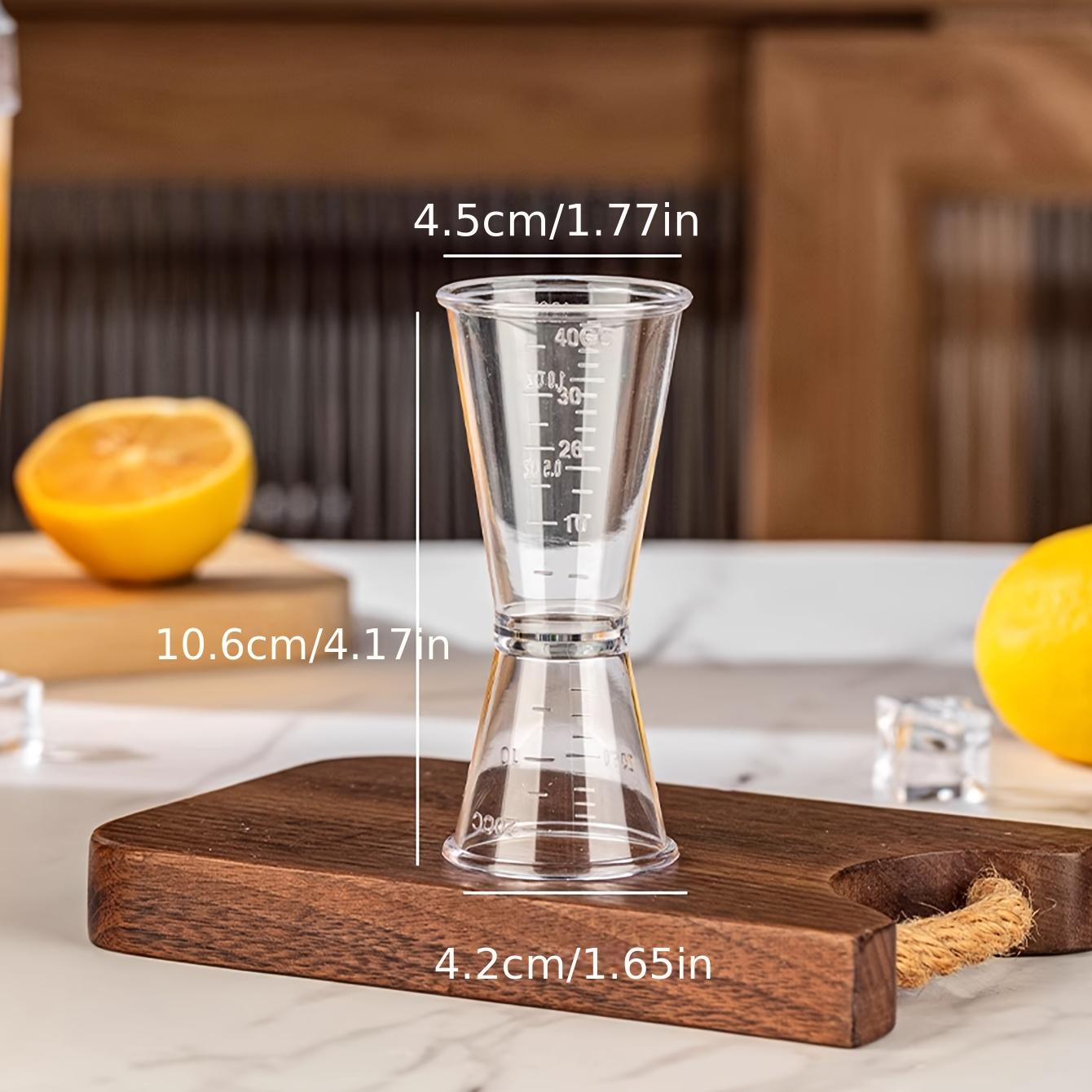 4pcs LON Professional Measuring Cups with Graduations - Food-Grade Plastic Measuring Cups with 0.68/1.35oz Scale - Heavy-Duty Bartender's Cocktail and Milkshake Measuring Cups - Precise Ounce and Milliliter Beverage Measuring Cups - Kitchenware
