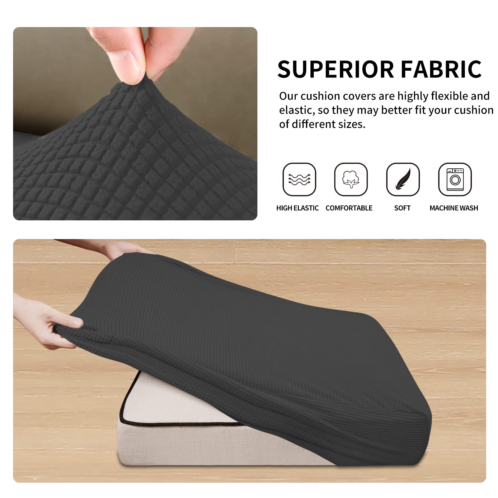 Easy-Going Stretch Cushion Covers for Sectional Sofa Left/Right L Shape Chaise Lounge Sofa Seat slipcover Anti-Slip Sofa Cover Soft
