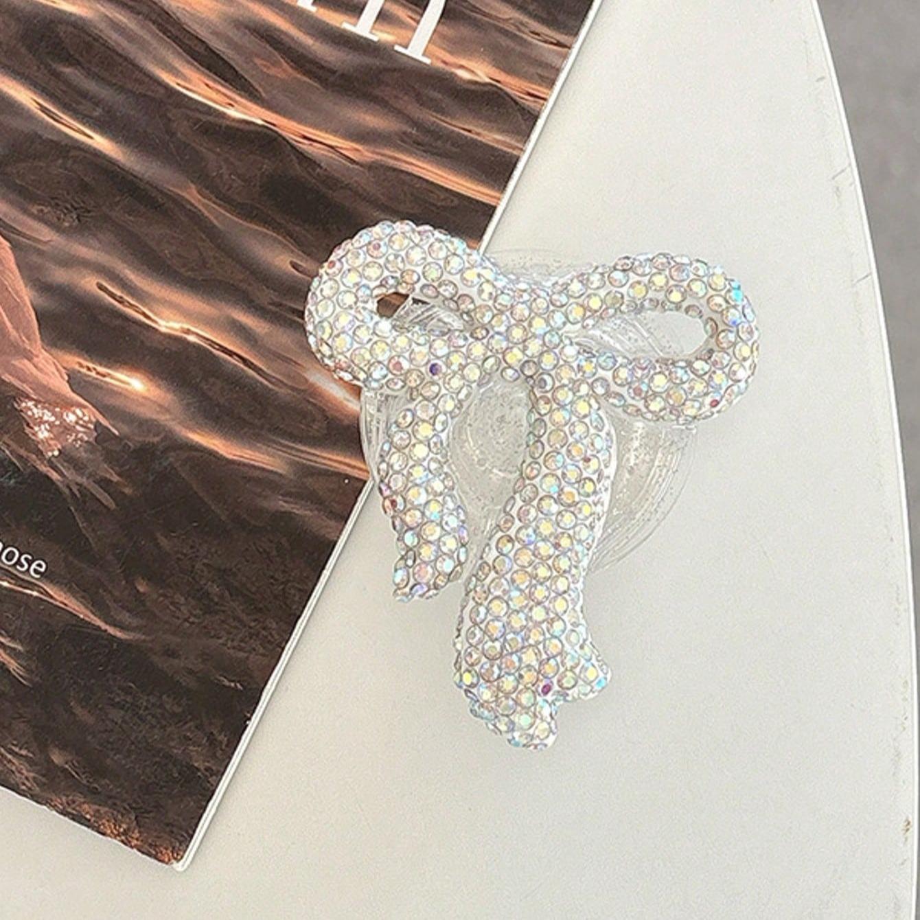 Bow Phone Grip Stand, Magnetic Grip, Creative Colorful Rhinestone Butterfly, Luxury Glue Ring Holder, Valentine's Day Gift