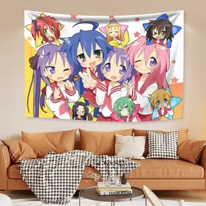 Kawaii Anime Tapestries Lucky Star Izumi Konata Japanese Home Decor Wall Hanging Carpets Bedroom Background Friend Gift