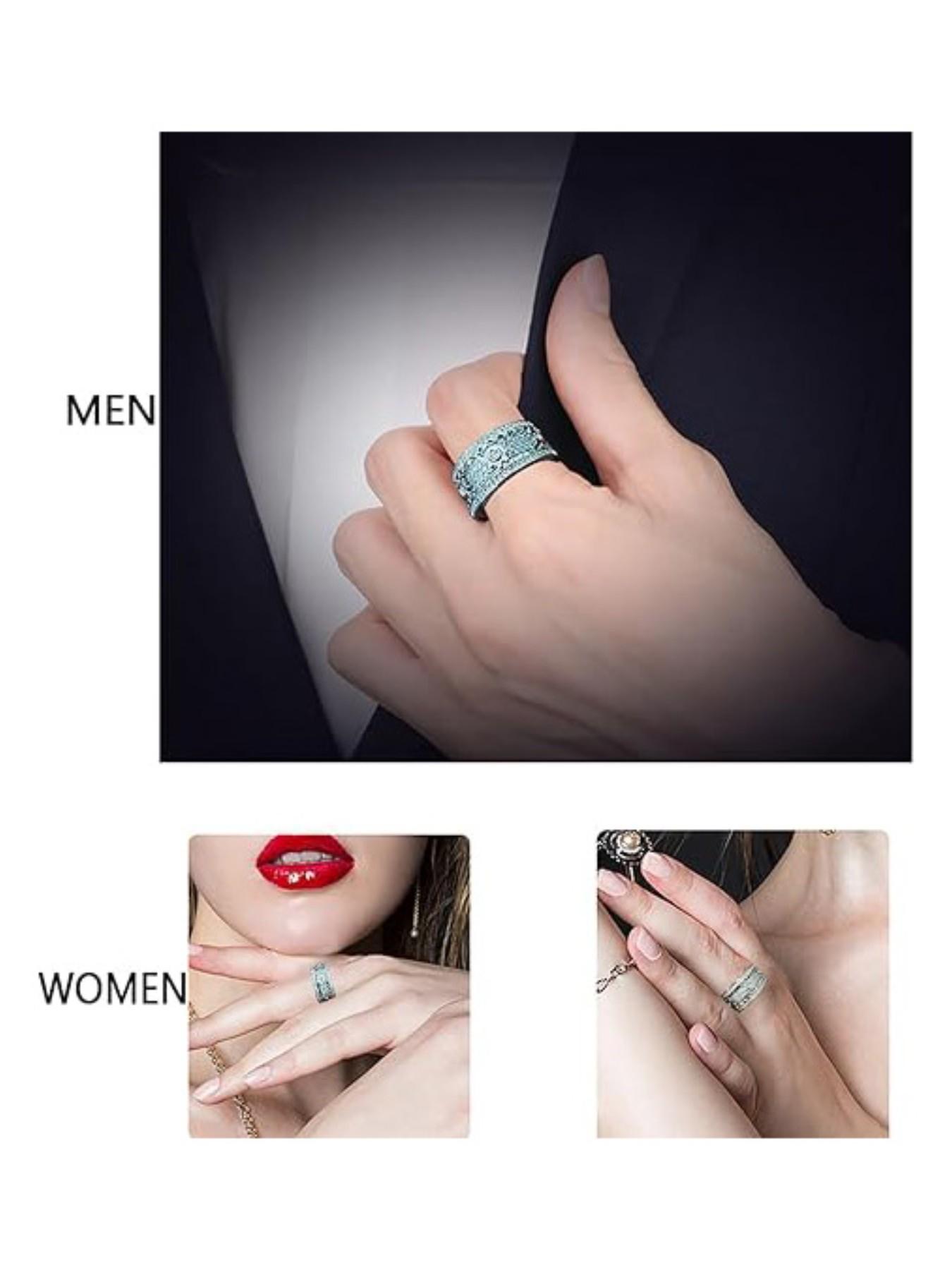 Gear Ring for Anxiety Relief, Unisex Fidget Spinner Ring, Stainless Steel, Diamond-Embedded, Perfect Gift for Friends and Family