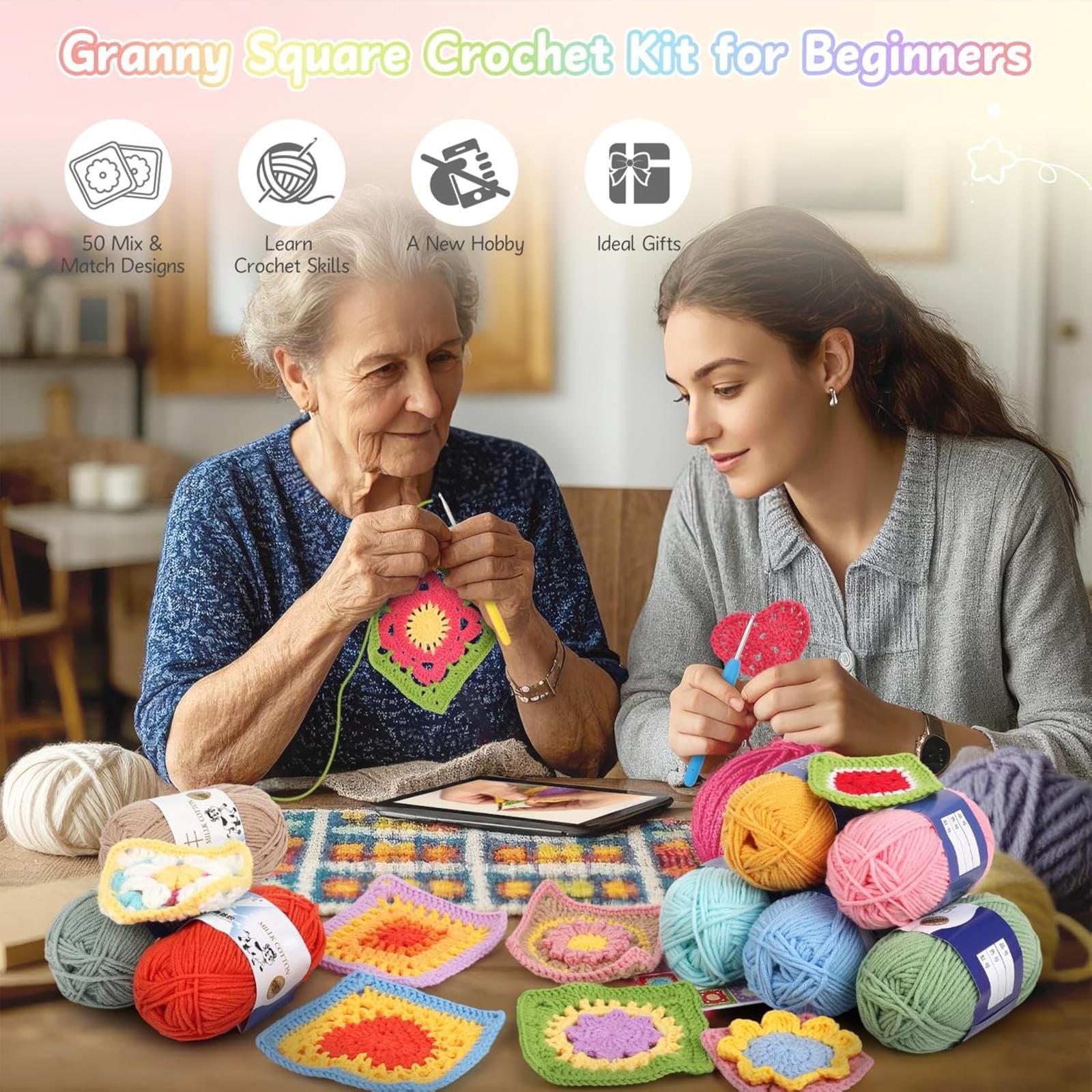 The Granny Square Card Deck - 50 Mix & Match Designs, Crochet Kit for Beginners,Crochet Granny Squares Book, Crochet Kit for Beginners，The Granny Square Card Deck, Crochet Items, Handmade Crafts