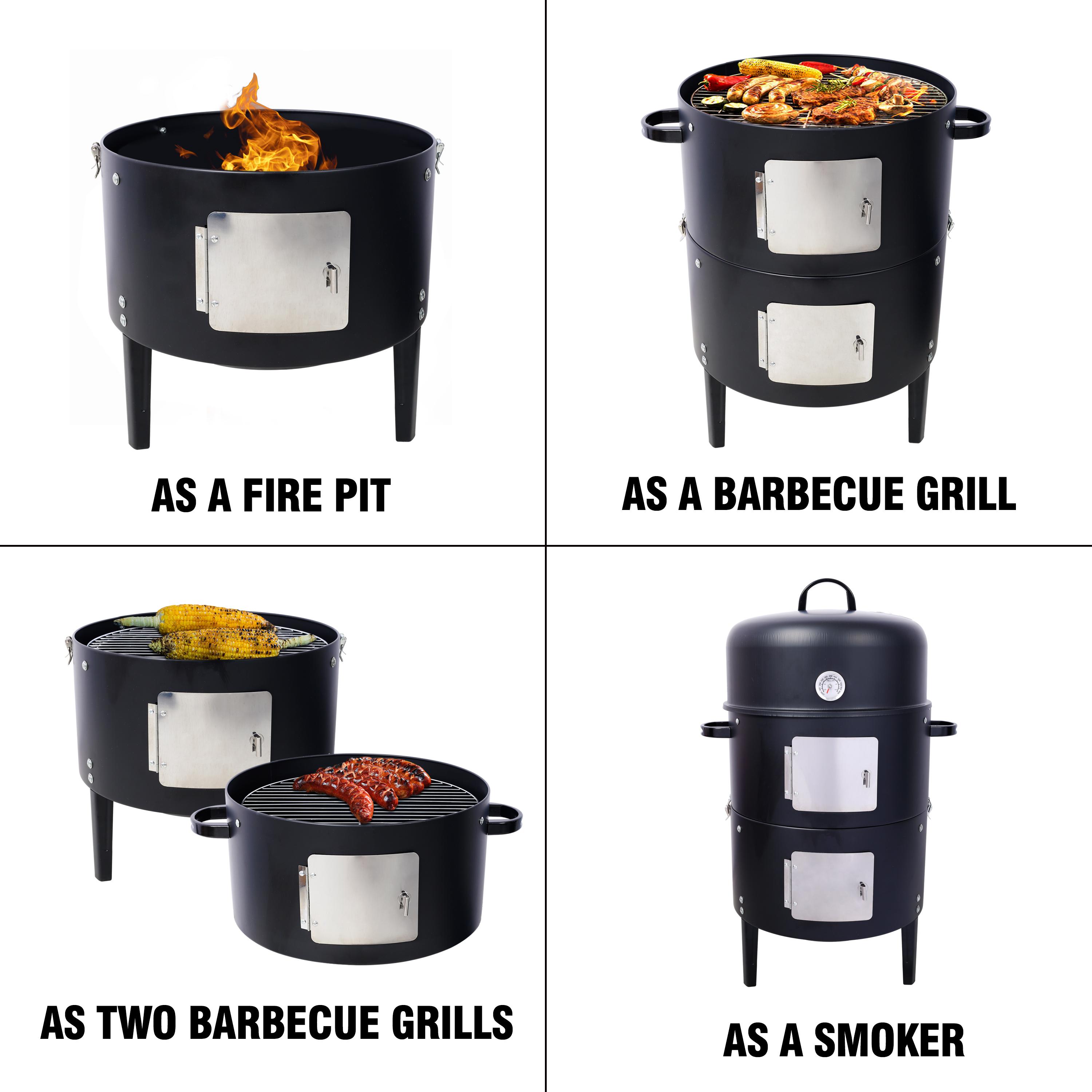 Charcoal Smoker Grill Wood Smoker Grills Outdoor Cooking 16/17 Inch Vertical Smoker Portable BBQ Grill for Camping, 16 Inch, Traditional