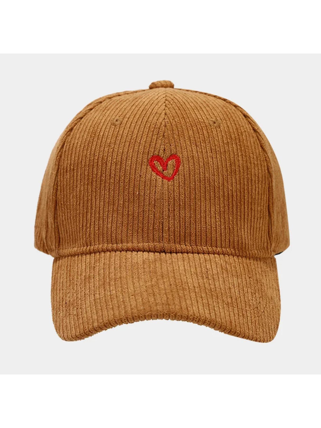 New Little Love Embroidered Corduroy Baseball Cap Spring and Autumn Women's Korean Fashion Simple Sun Hat Outdoor Casual Caps