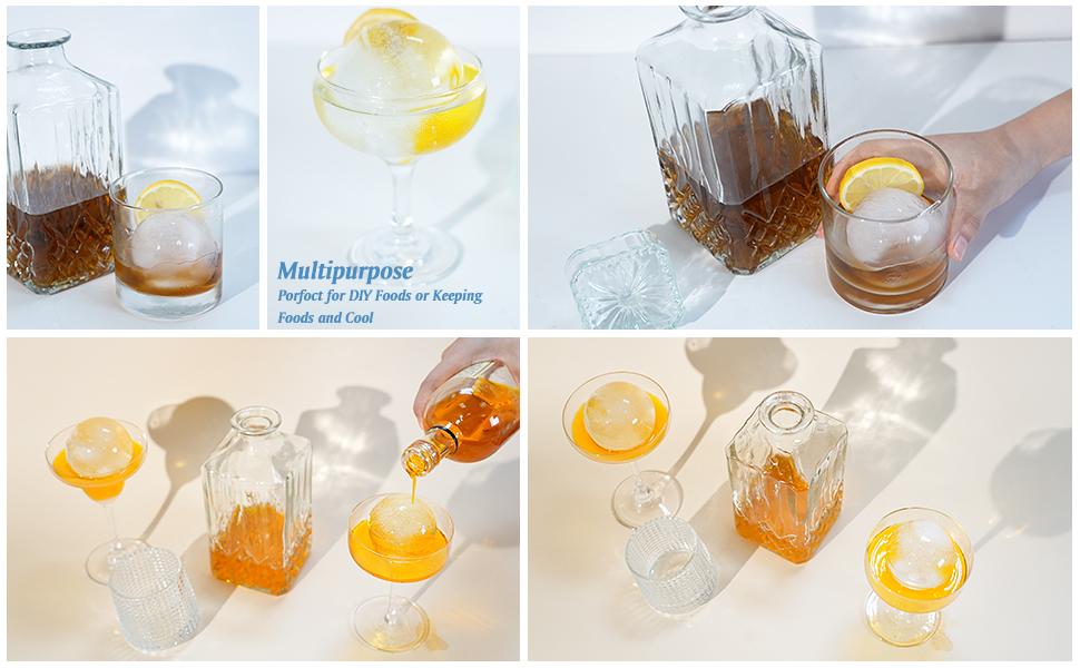 WIBIMEN Round Ice Cube Trays (1.9") | 2-Pack, Easy-Fill & Release | With Ice Box & Tongs | Great for Cocktails