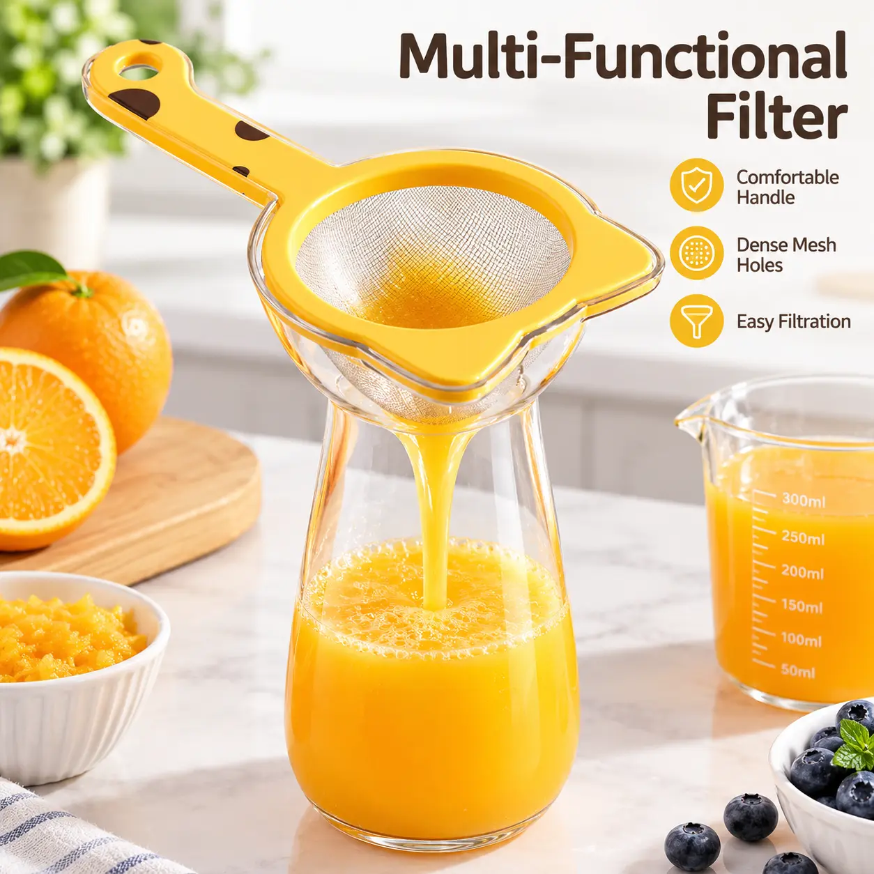 Handy Stainless Steel Fine Mesh Strainer - Kitchen Sieve Filter, Multipurpose Kitchen Utensils for Coffee, Flour Sifting & Food Preparation