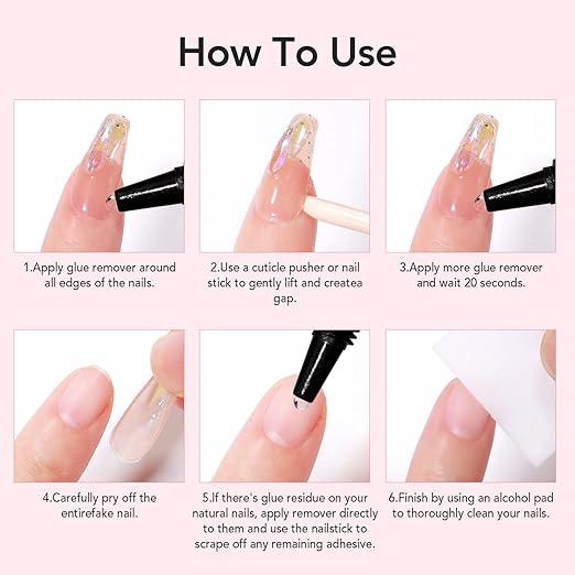 NailGlue Pro Kit – Super Strong 10g Quick-Drying Semi-Solid Nail Tip Glue with 10ml Remover for Press-On Nails and Acrylic Tips, Long-Lasting Adhesive Gel for Salon-Quality Nail Kits, No UV Lamp Needed, Easy Application for Home or Salon Use