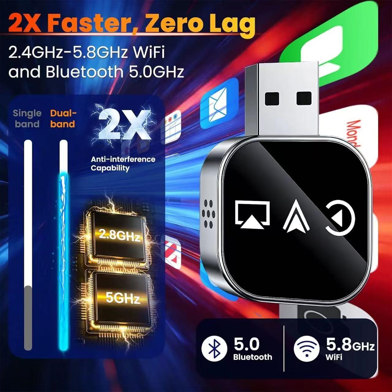 Wireless Carplay Adapter, 3-In-1 USB A/c Android Car System Bluetooth-compatible Video Box, Screen Mirroring for iOS Phone, Car Play Accessory for iPhone