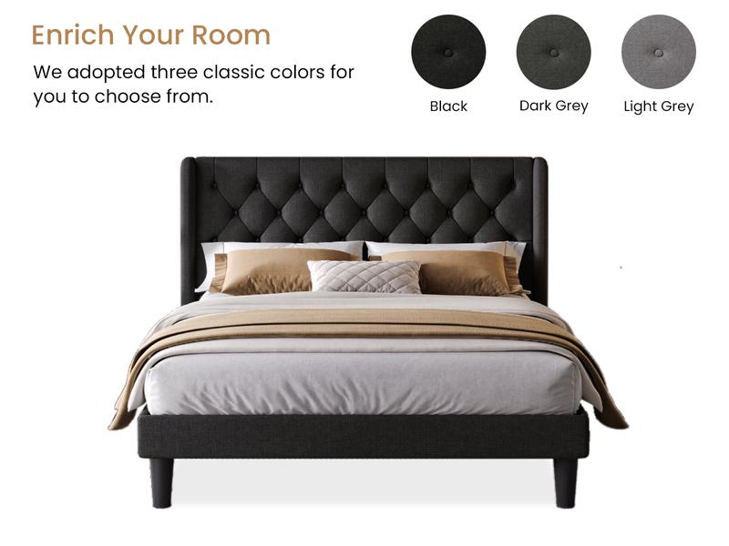 SHA CERLIN Platform Bed Frame with Upholstered Headboard, Wingback & Button Tufted Design,【Frame Only No Mattress】Full Queen King Size, No Box Spring Needed#ChristmasGifts#TikTokShopBlackFriday