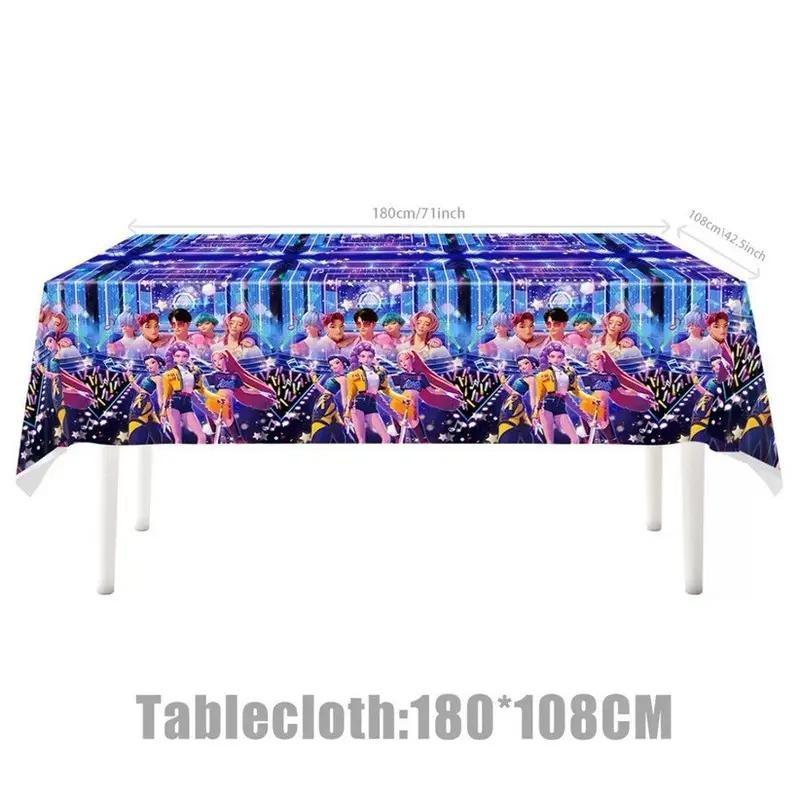Hunter Girl Party Tablecloth for Kpop Fans, Waterproof Disposable Table Cover, Party Decorations, Birthday & Event Supplies, Perfect Gift for Anime & Kpop Themed Parties