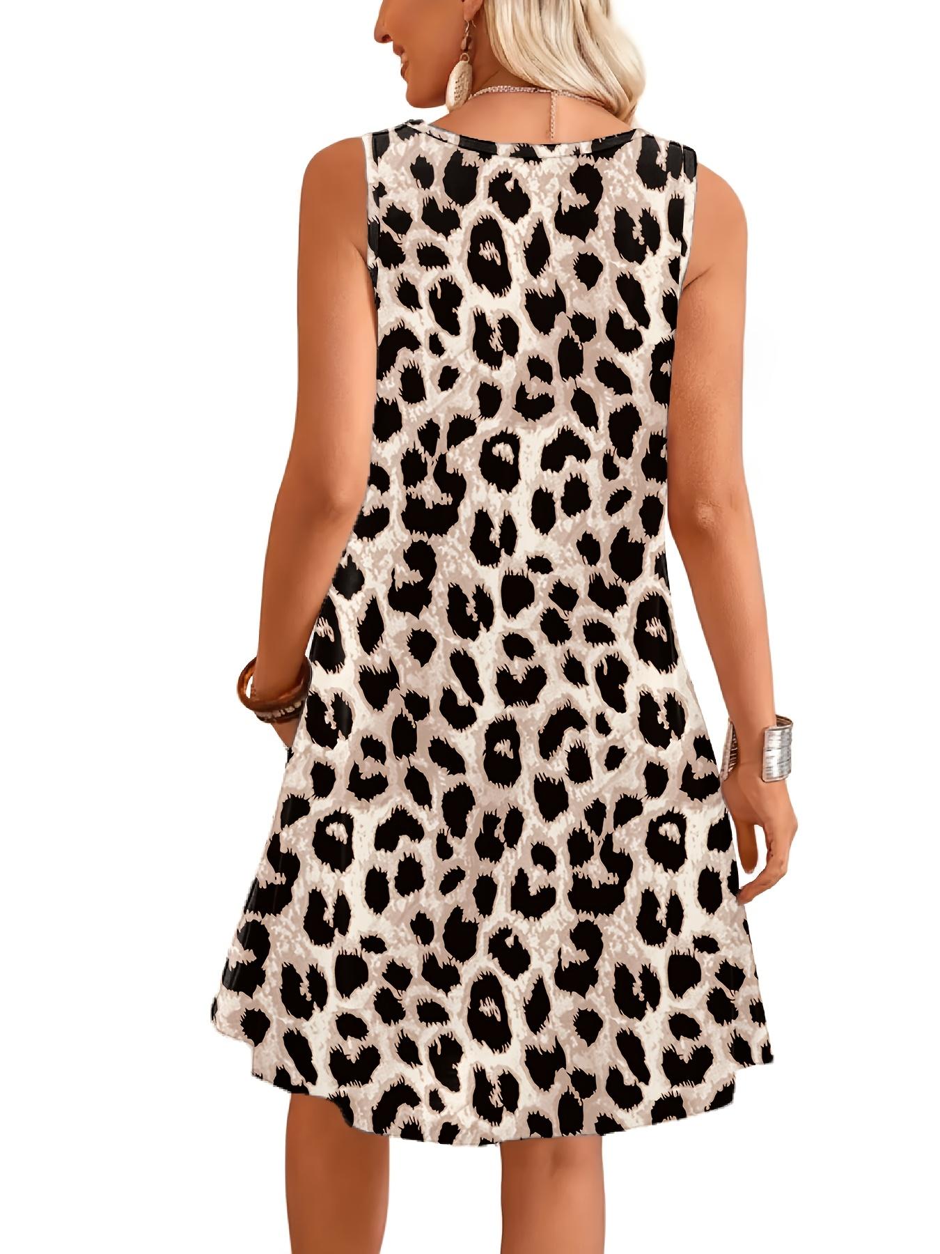 Women's Casual Dress, All-Over Leopard Print, Sleeveless Dress for Spring and Summer