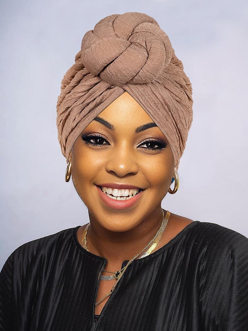 Women's Elegant Solid Color Flower Decor Twists Turban Hat, Casual Trendy Head Wrap, Fashionable Clothes Accessories for Daily Use, Head Scarf, Turban Hijab