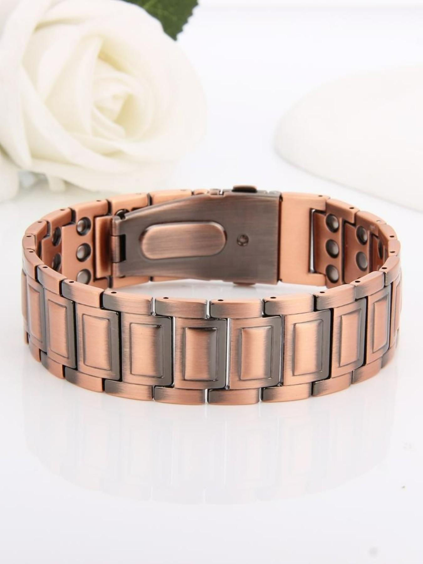 Men's Copper Magnetic Bracelet, Foldable Clasp Design with Adjustment Tool, Fashionable Comfortable Durable Wrist Accessory Gift