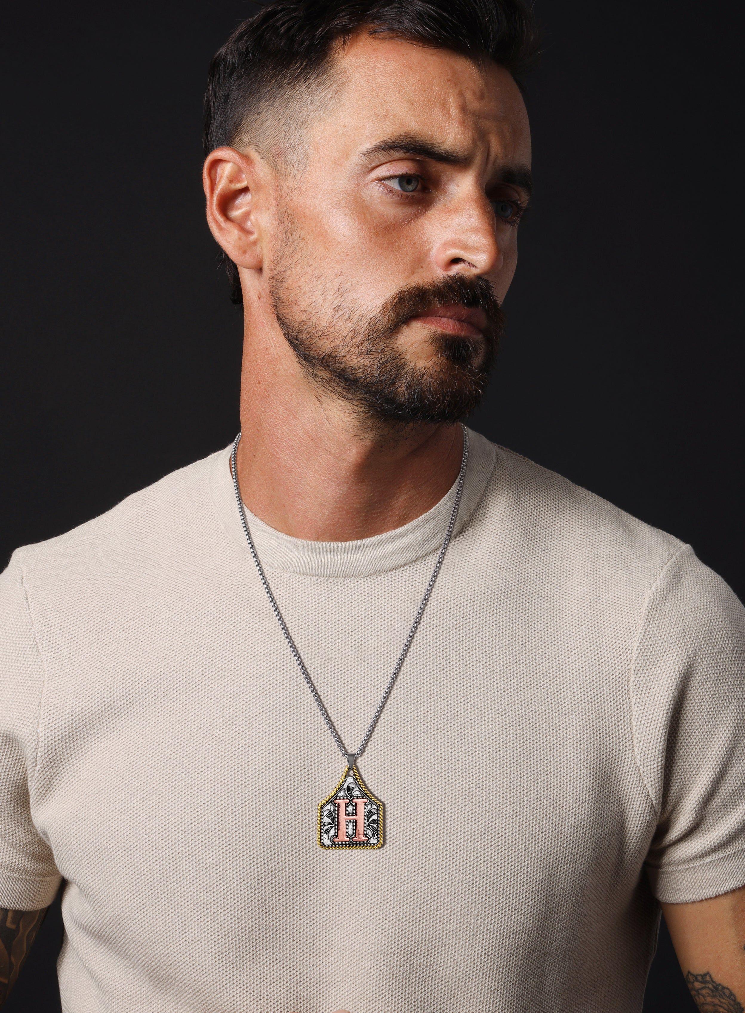 Dearmay Initial A-Z Letter Pendant Necklace Mens Womens Necklaces for Women Initial Necklaces Capital Letter Stainless Steel Box Chain 22inch Greenish Spring