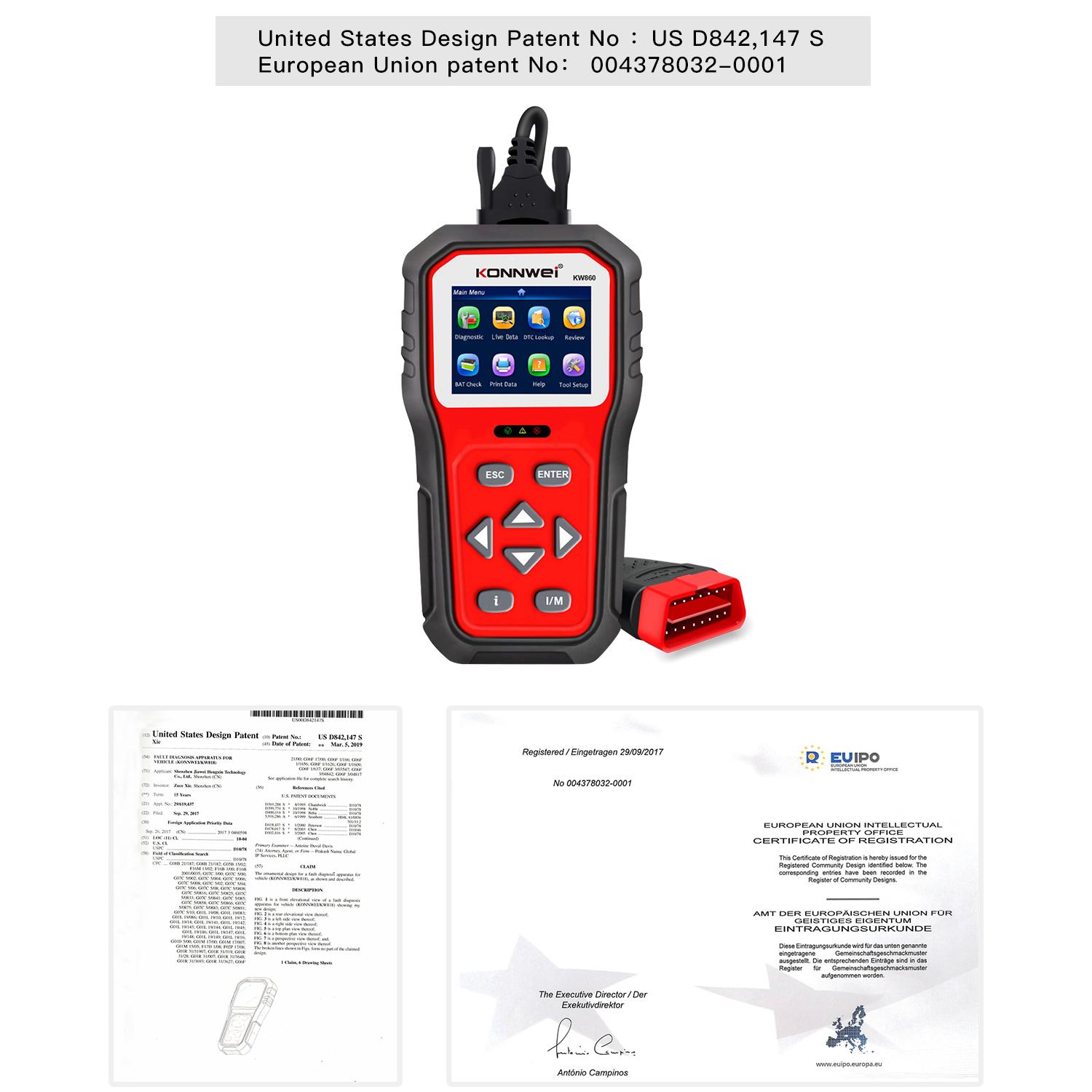 KONNWEI KW860 Unique OBD2 Scanner Code Reader, OBD2 Car Diagnostic Tool, Engine Fault Diagnosis, Can Scan Instrument with I/m Preparedness