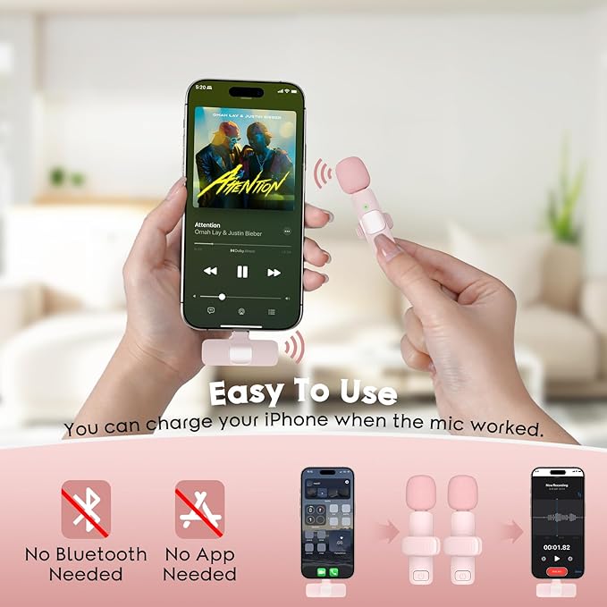 Pink Wireless Lav Microphone for iPhone & Android - Mini Clip-On Mic with Noise Cancellation, 65ft Range, 8H Battery, USB-C/Lightning - for TikTok, YouTube, Podcast, Live Streaming Pink Wireless Lav Microphone for iPhone & Android - Mini Clip-On Mic with Noise Cancellation, 65ft Range, 8H Battery, USB-C/Lightning - for TikTok, YouTube, Podcast, Live Streaming