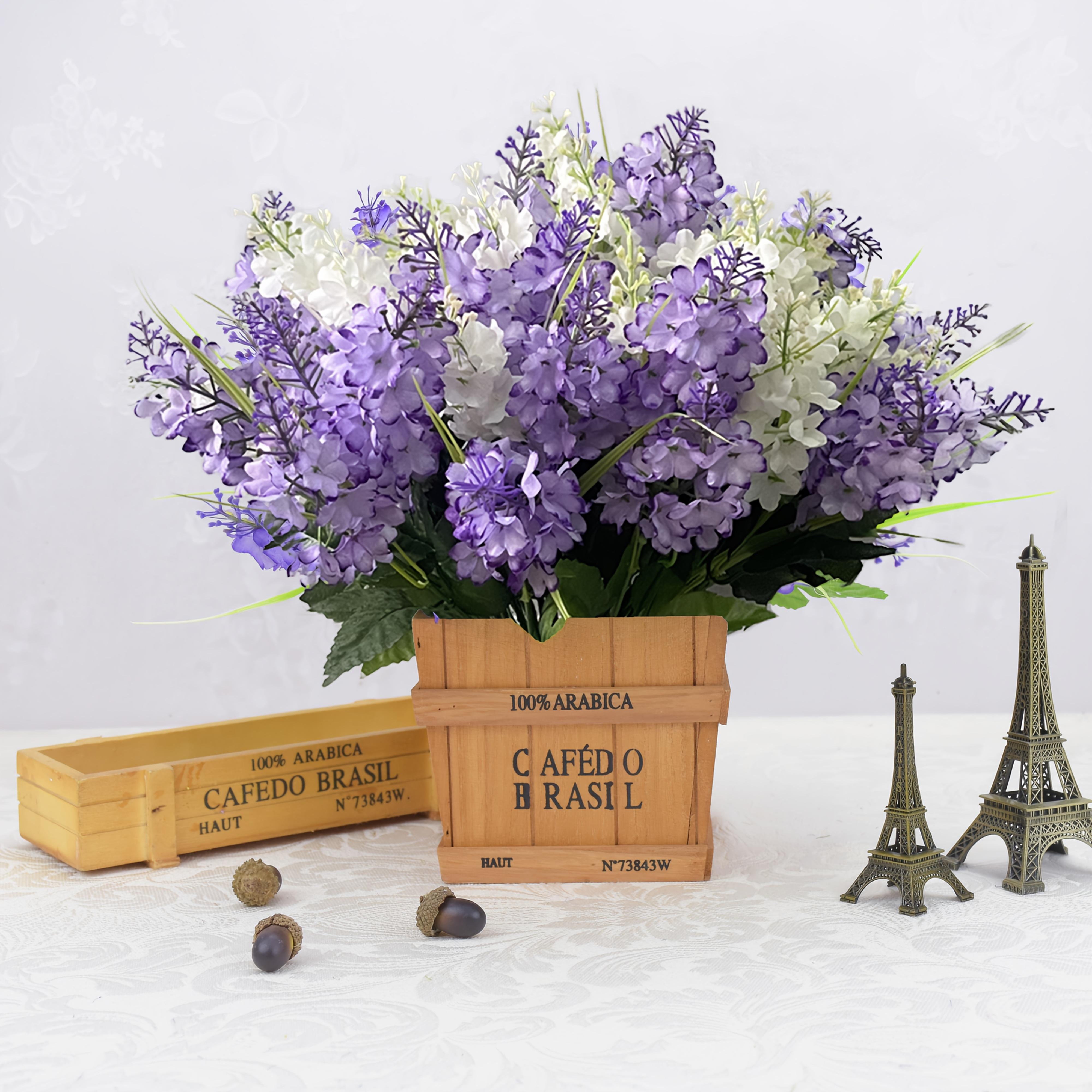 A Bouquet of 30 Artificial Flowers in White And Purple Hyacinths, Fade-Resistant And Low-Maintenance for Outdoor Use, Suitable for Indoor And Outdoor Weddings, Gardens, Offices, And Parties | Spring And Summer Decorative Floral Arrangements