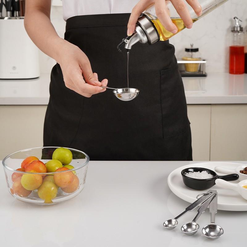 Premium Stainless Steel Measuring Spoons, 4 Sizes Metal Measuring Scoops for Baking & Cooking, Dishwasher Safe