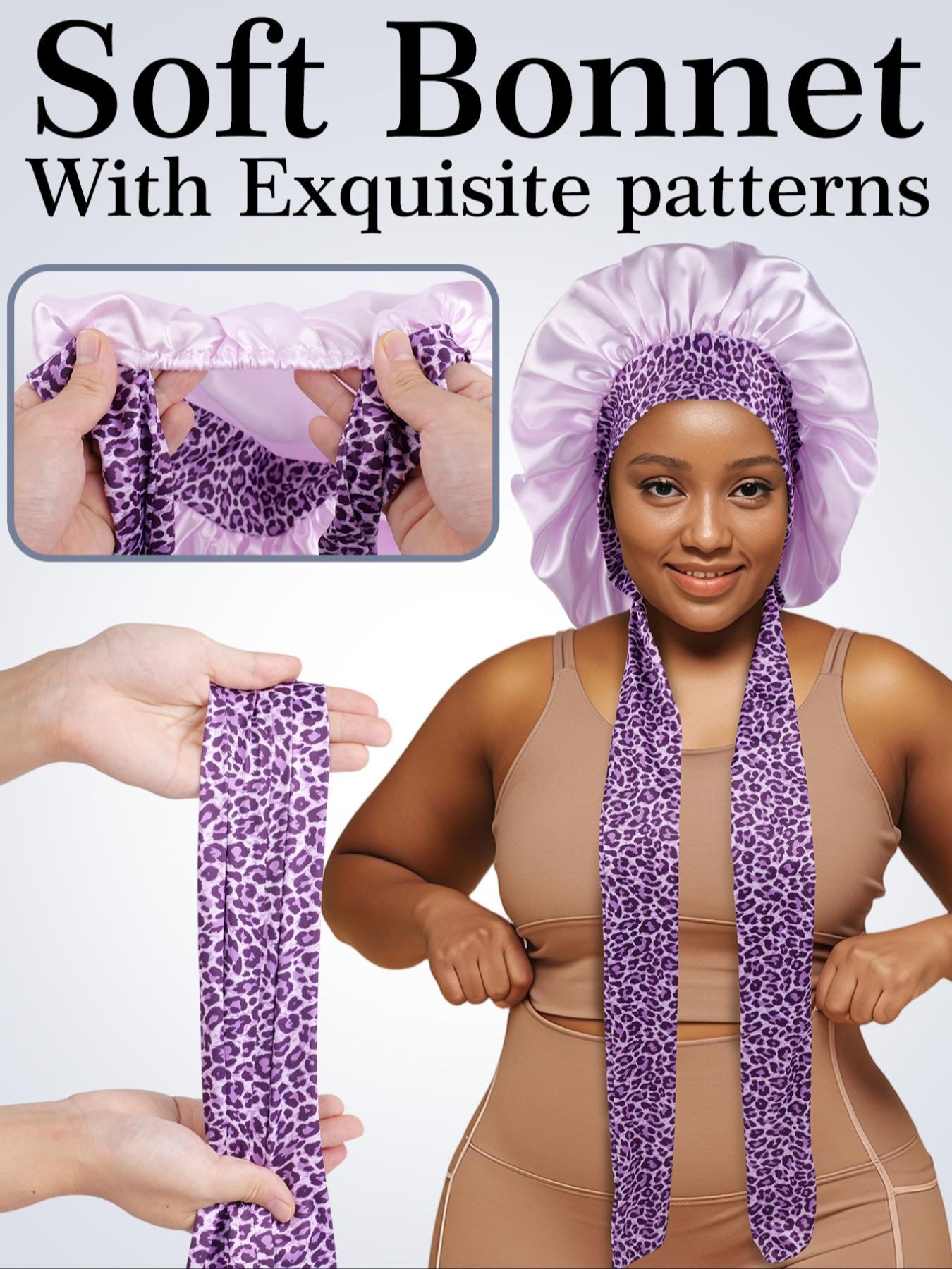 Long Hair Satin Sleep Cap with Elastic Band, Women's Nighttime Sleep Hat, Long Sleeper Cap, Suitable for All Hairstyles, Shower Cap