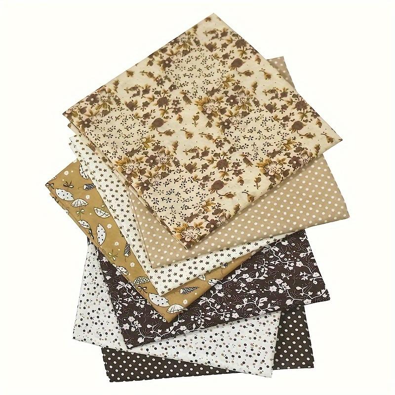7-Piece Coffee Series Floral Print Patchwork Cotton Quilt Set, DIY Sewing, Sewing Fabric, Applique, Handmade Crafts, Customized Craft Supplies