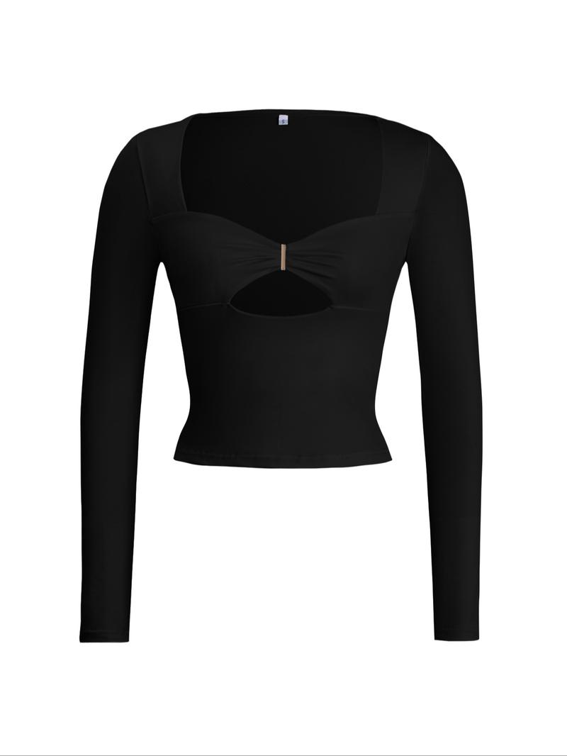 Women's Y2K Sexy Slim Fit Sweet Spicy Long Sleeve Knitted T-Shirt, Fashionable Casual Wear, Perfect for Daily