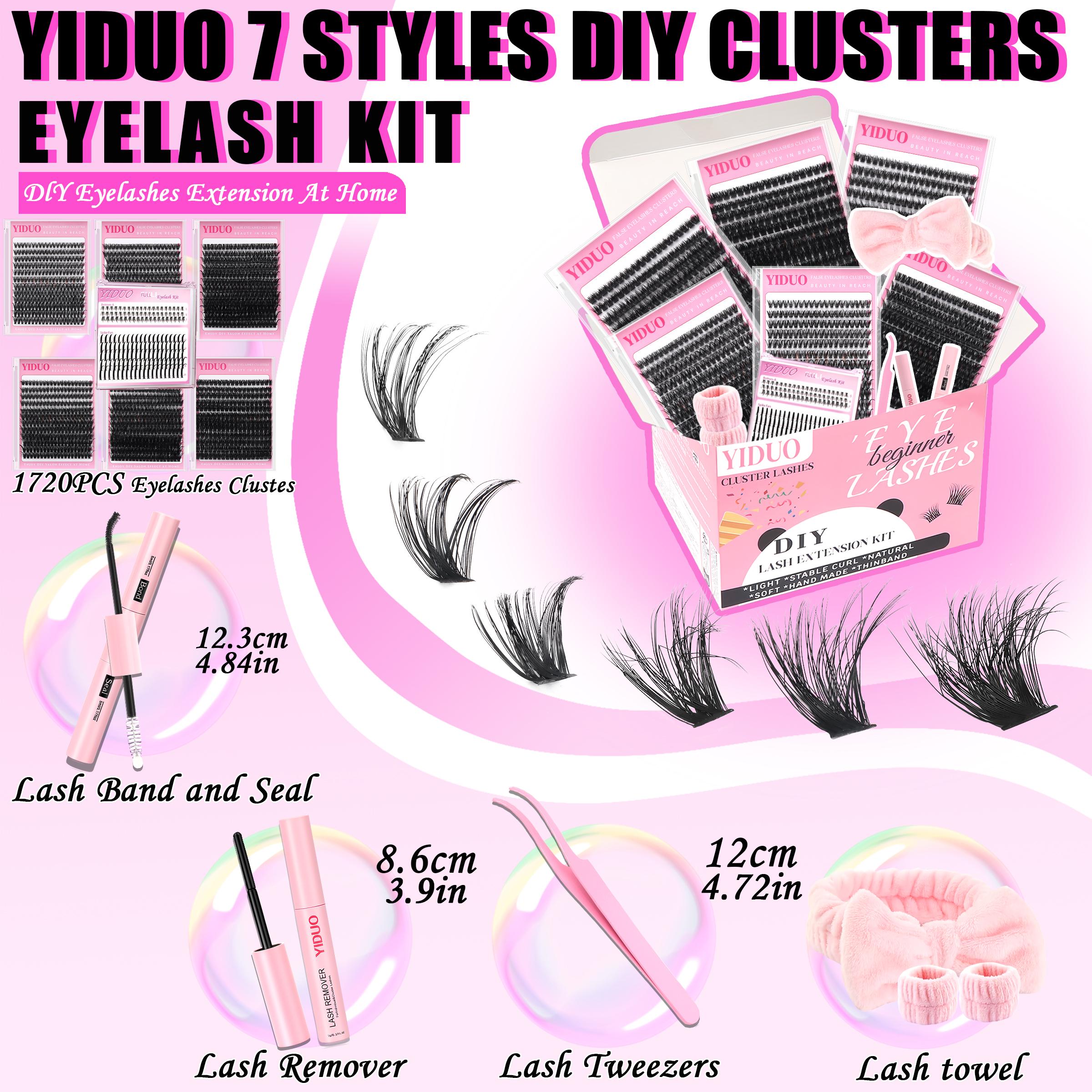 YIDUO 7 Styles Lash Clusters Kit Volume Eyelash Clusters Kit With Bottom eyelash&Spikes Lashes 1600 pcs DIY Individual Lashes Eyelash Extensions 5-20mm 40D&60D&80D&100D&Volume Lash with Lash Bond and Seal, Lash Remover