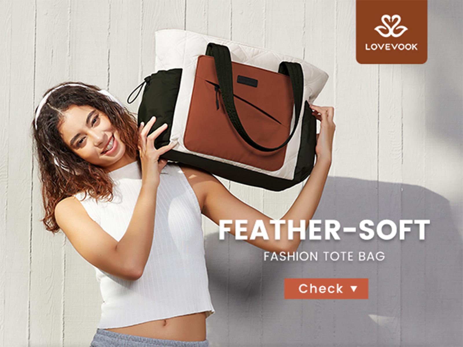 LOVEVOOK Laptop Tote Bag for Women, Large Quilted Puffer Tote bag with Four Cup Holders, Work and Travel Shoulder Bag, Lightweight Puffy bag, Nurse Handbag SpringStatements