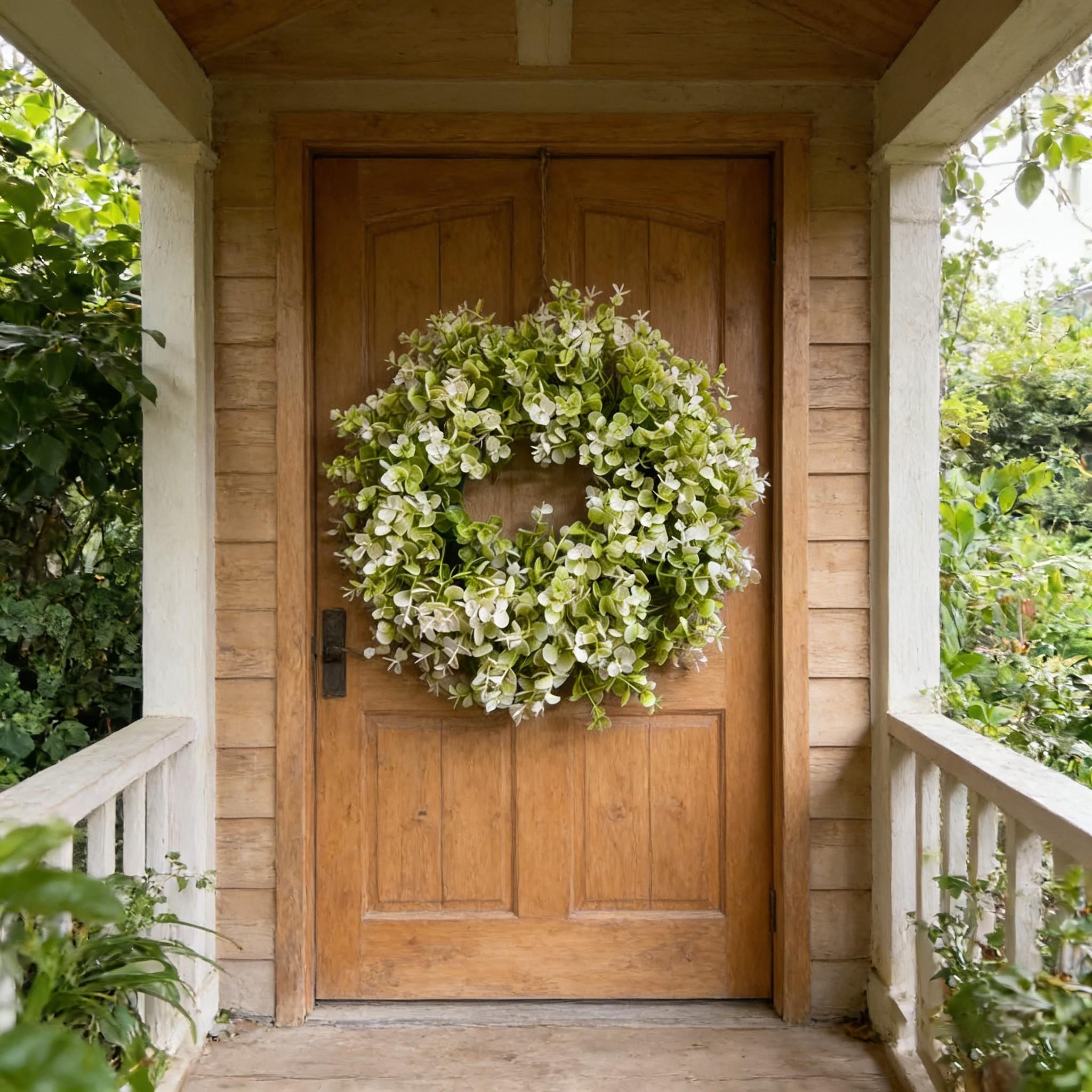 Artificial Eucalyptus Tree and Wreath, Perfect for Spring Summer Easter Mother's Day Graduation Decor, Home Garden Patio Porch Barn Door