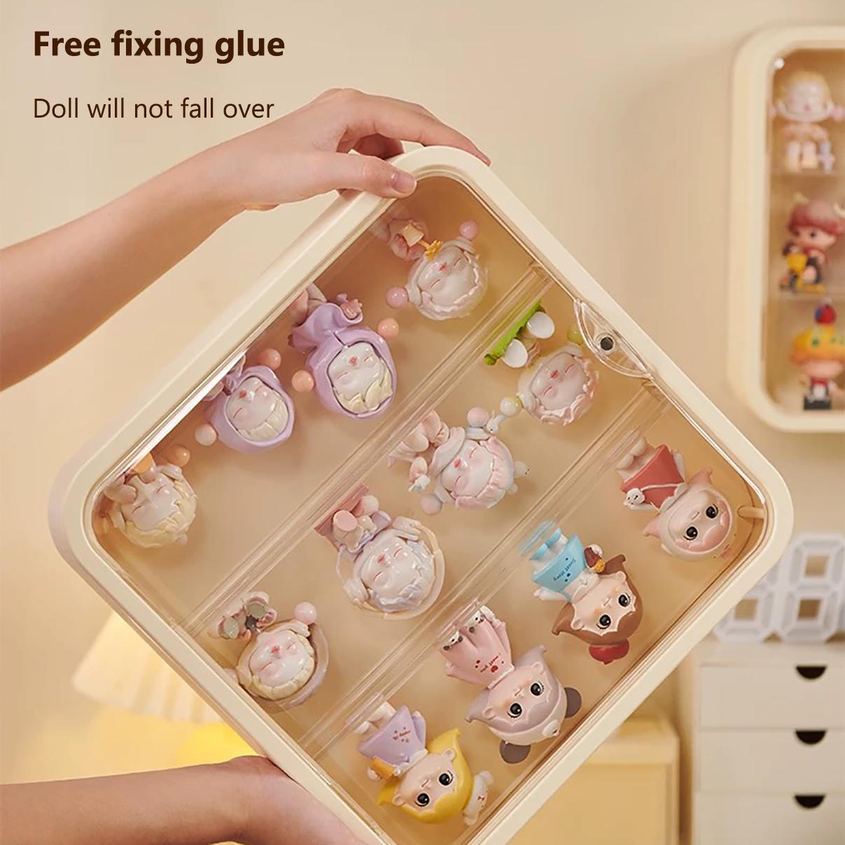 3 Layers Storage Rack Clear Shelving Dustproof Display Case For Doll Blind Box keychains Bag Charms Organizers Figure Showcase Wall Mount Vertical Magnetic Transparent Door Home Organizer Large Capacity Desktop Tour Gift For Friends