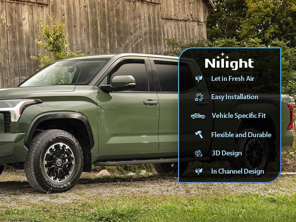 Nilight in Channel Window Deflectors for Toyota Tundra 2022 2023 2024 2025 Crew Max Vent Window Visors, Rain Guards-4PCS Car Truck Vehicle Autos dealsforyoudays Decal