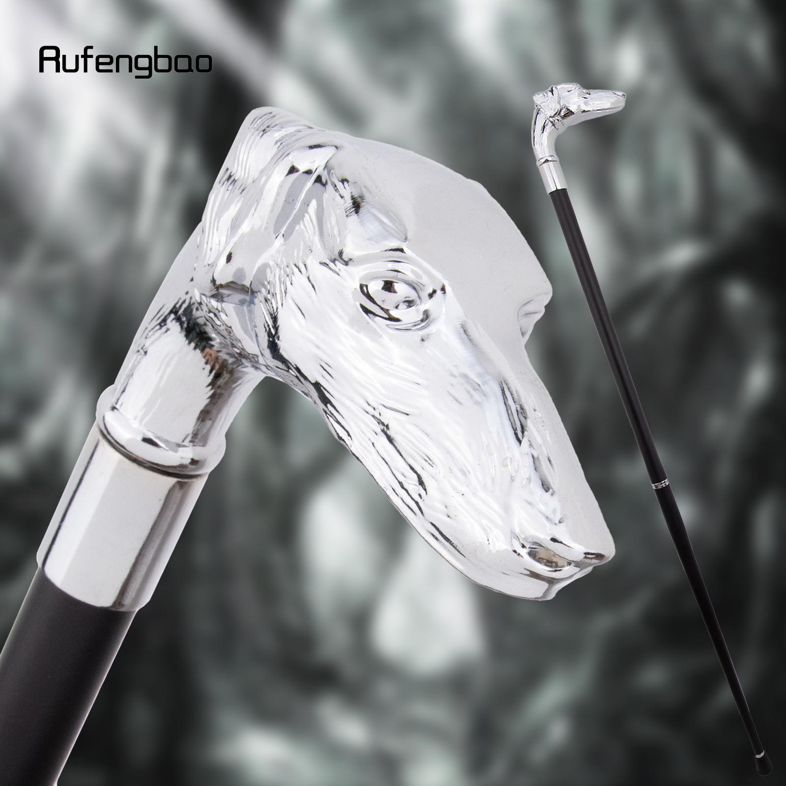 White Dog Sausage Dog Head Walking Cane Fashion Decorative Walking Stick Gentleman Elegant Cosplay Cane Knob Crosier 93cm