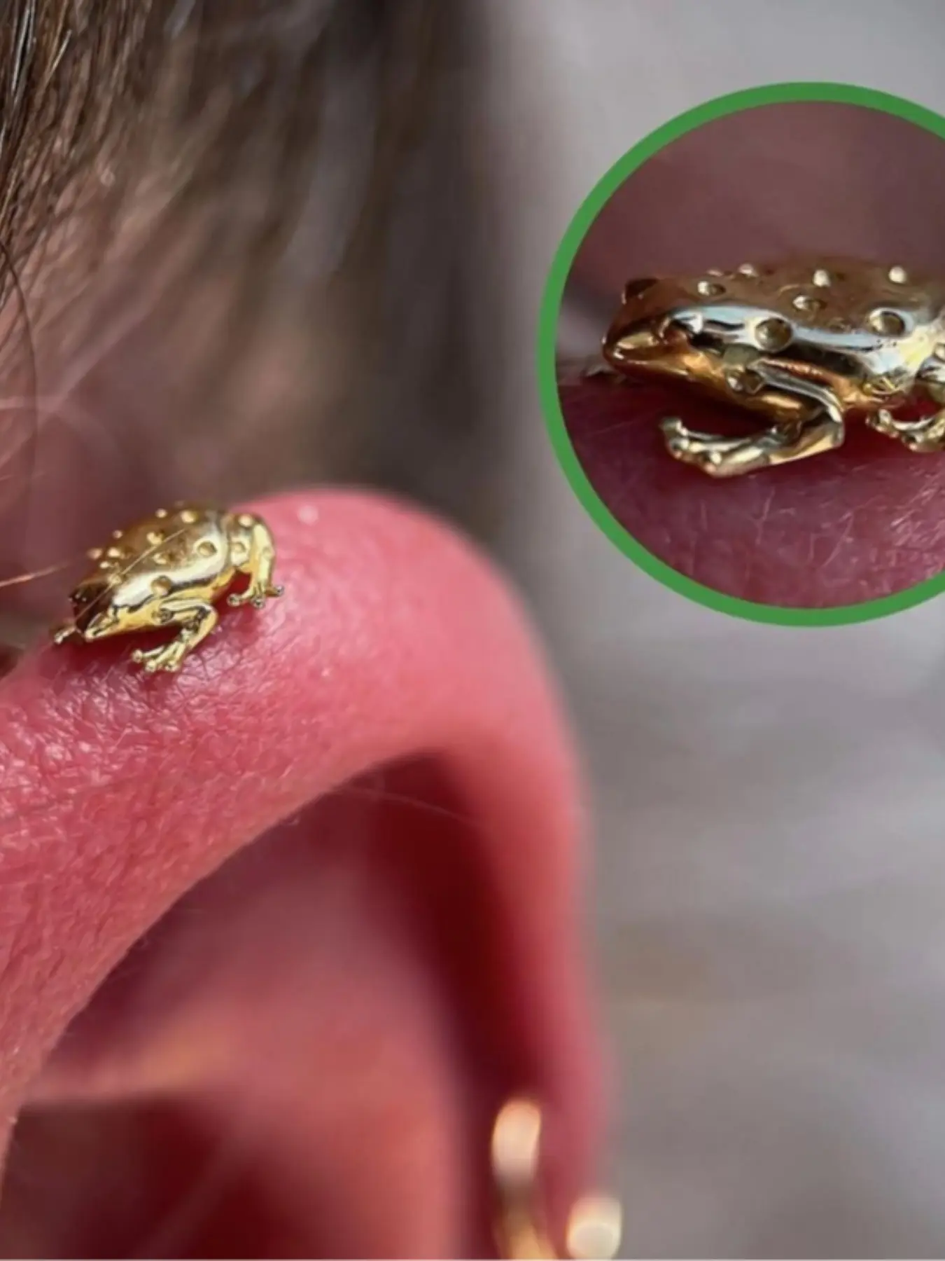 vanku 1pcs G23 Titanium Tiny Frog Helix Earring 16g, Cute 3D Toad Tragus Lobe Cartilage Stud, Labret Lip Piercing Jewelry, All Seasons Casual Style