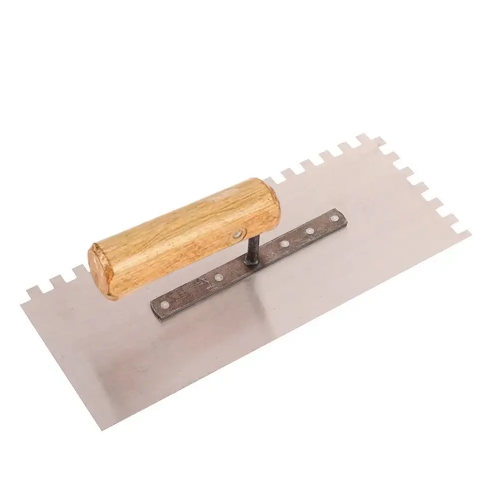 Wide Tooth Mortar Knife, Wooden Handle Tile Scraper, Wall and Floor Tile Installation Tool, Masonry Tool for Professionals, Construction Tools