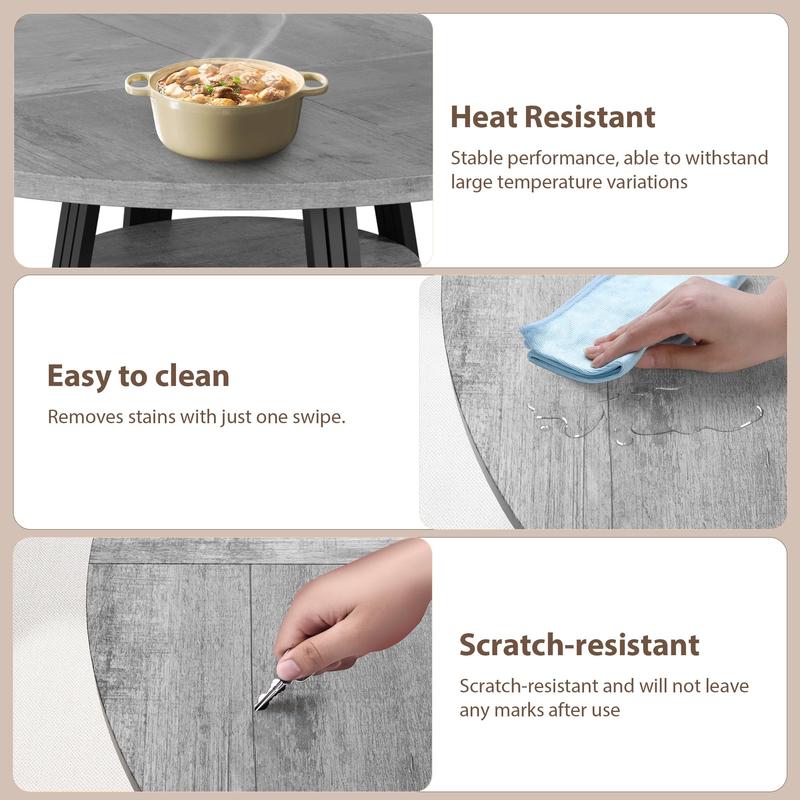 Round Dining Table for 4-6, 42" Kitchen Table with Storage, Circle Dinner Tables for Kitchen, Dining Room, Living Room, Meeting Room, Apartment