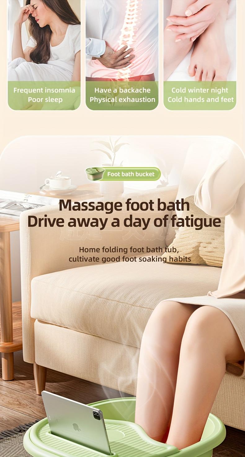 Foldable Foot Spa Bucket, Portable Foot Soaking Basin with Lid, Thickened Insulation Foot Bath Tub, Suitable for Bathroom, Living Room and Bedroom