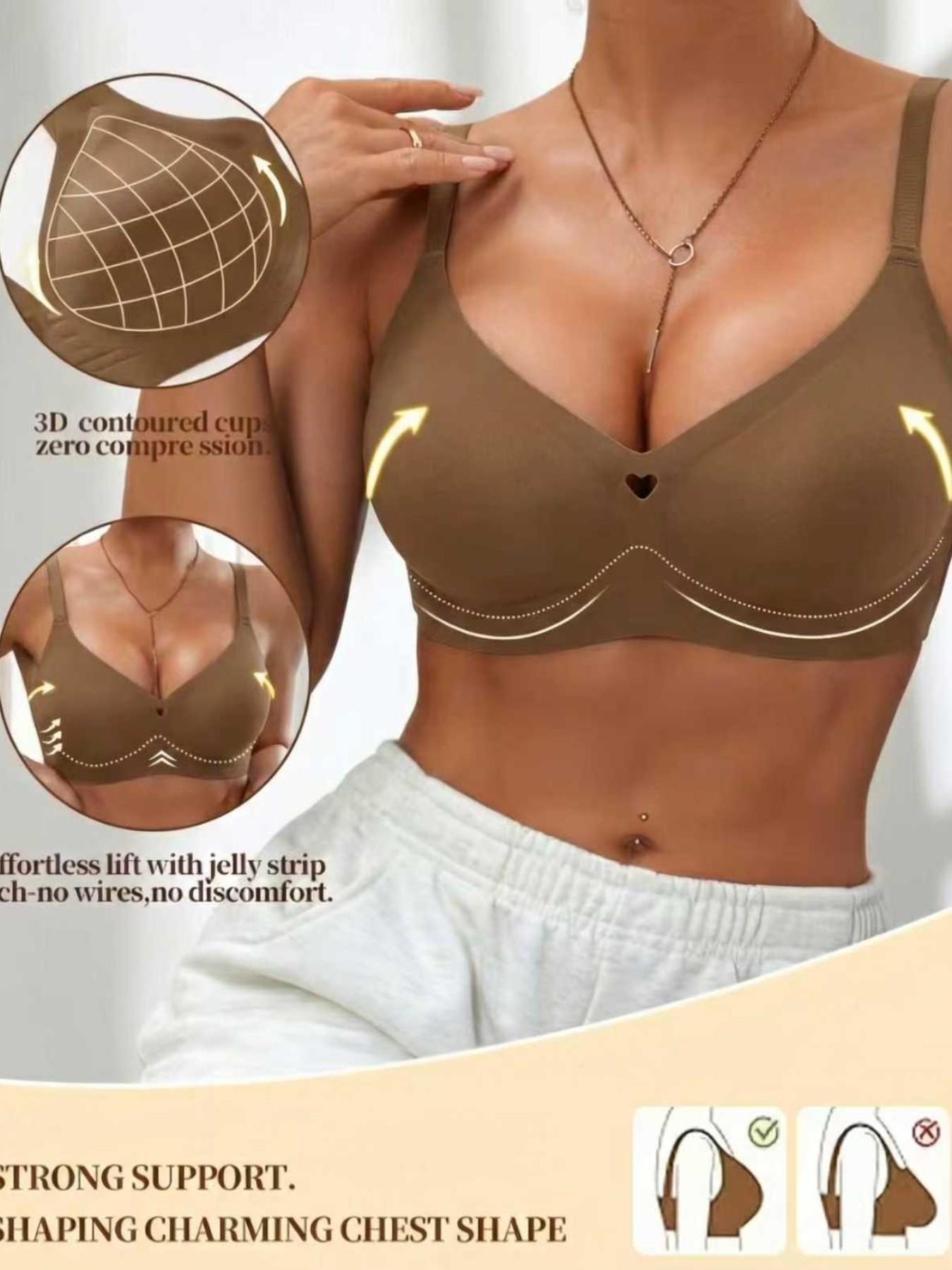 Heart Cut-Out Bralette Set, Adjustable Straps, Seamless Comfort, Full Coverage, Casual Style, All Seasons, Fitted Design