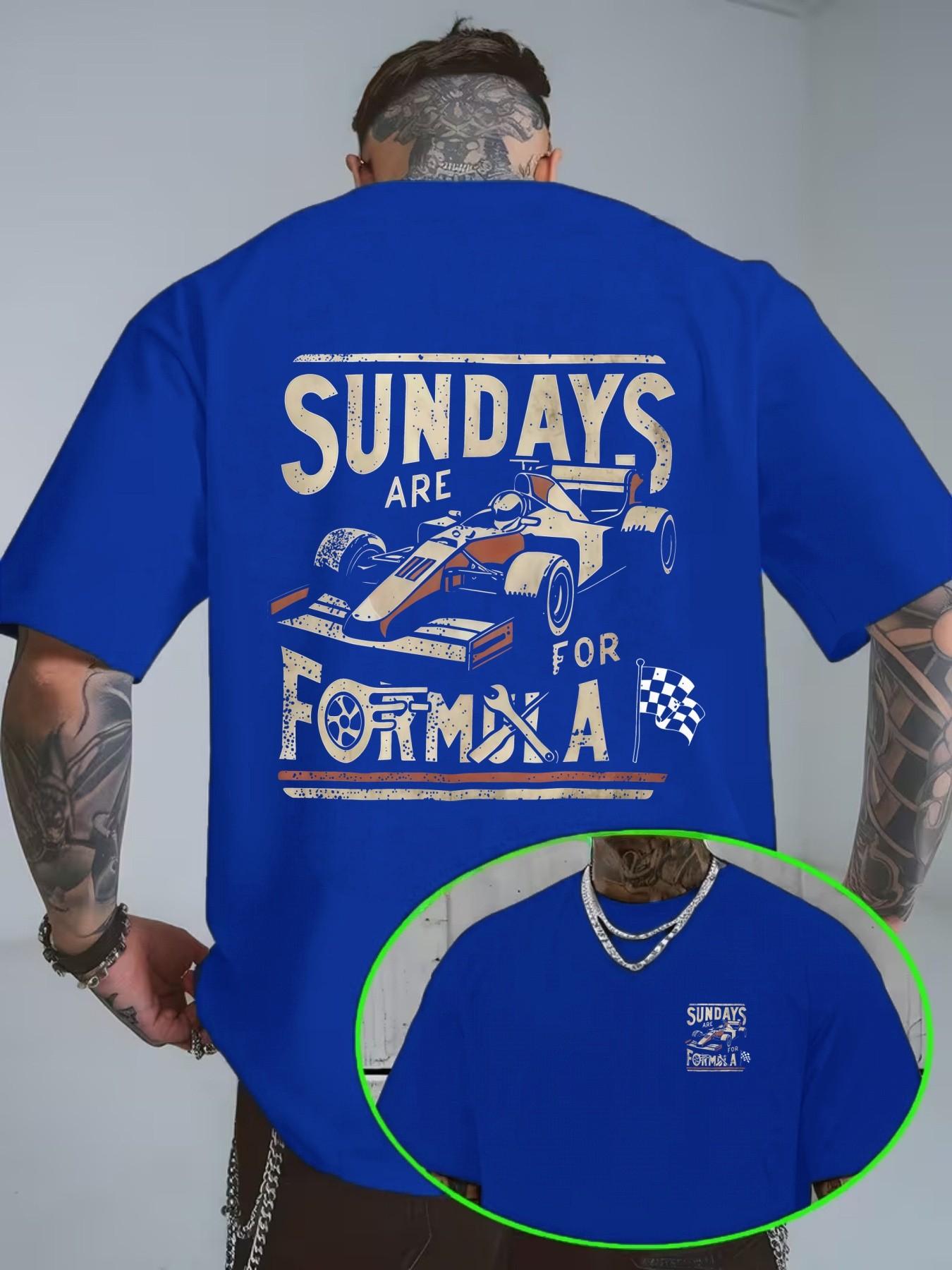 F1 Racing Print Vintage Cotton Short Sleeve T-Shirt, Casual Loose Fit, Home Wear, Daily, Tiktok Trend, Comfortable Unisex Top