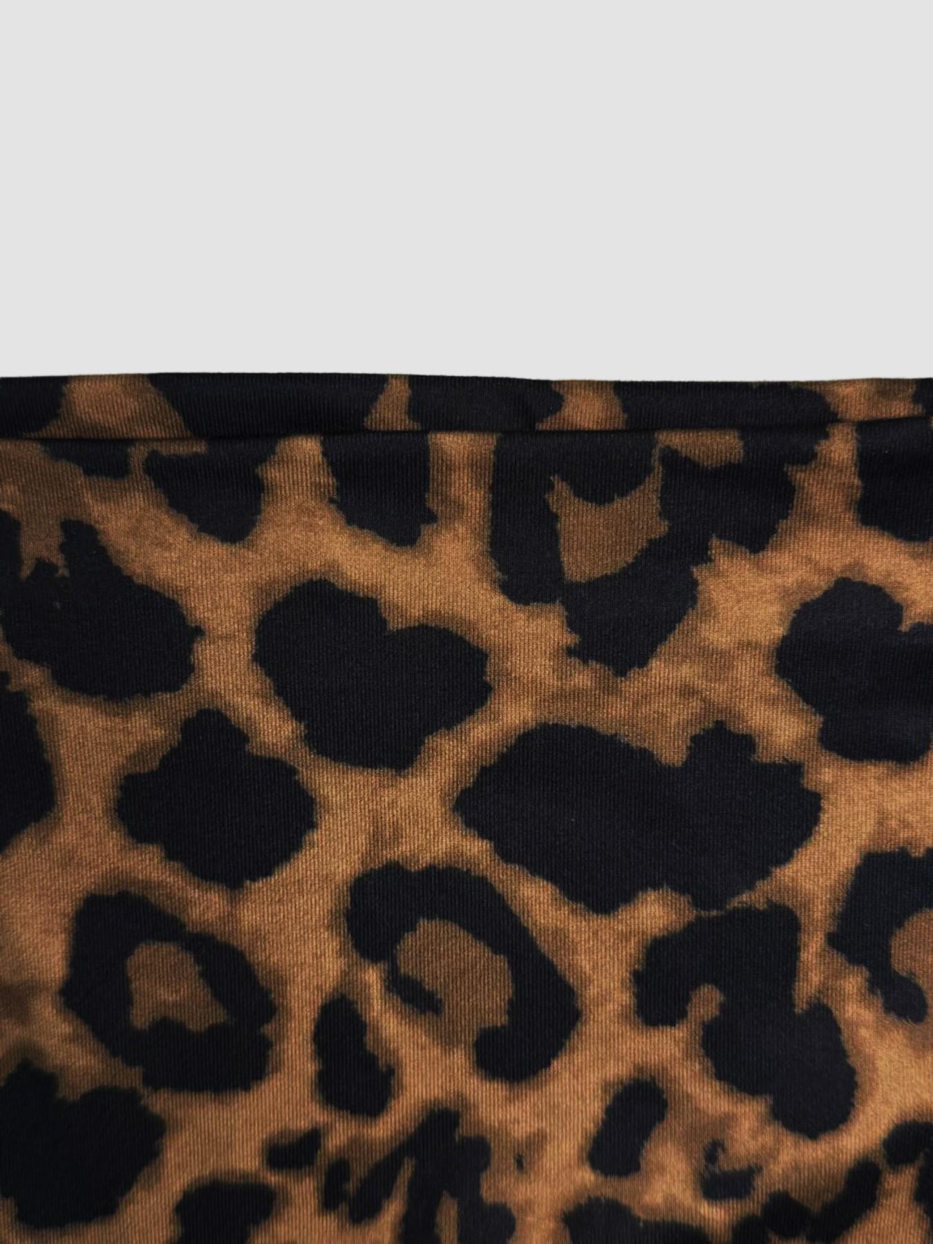 Elegant Leopard Print Bodycon Cut Short Dress for Women, High Neck Sleeveless Waist Cinch Design, Stylish and Chic Choice