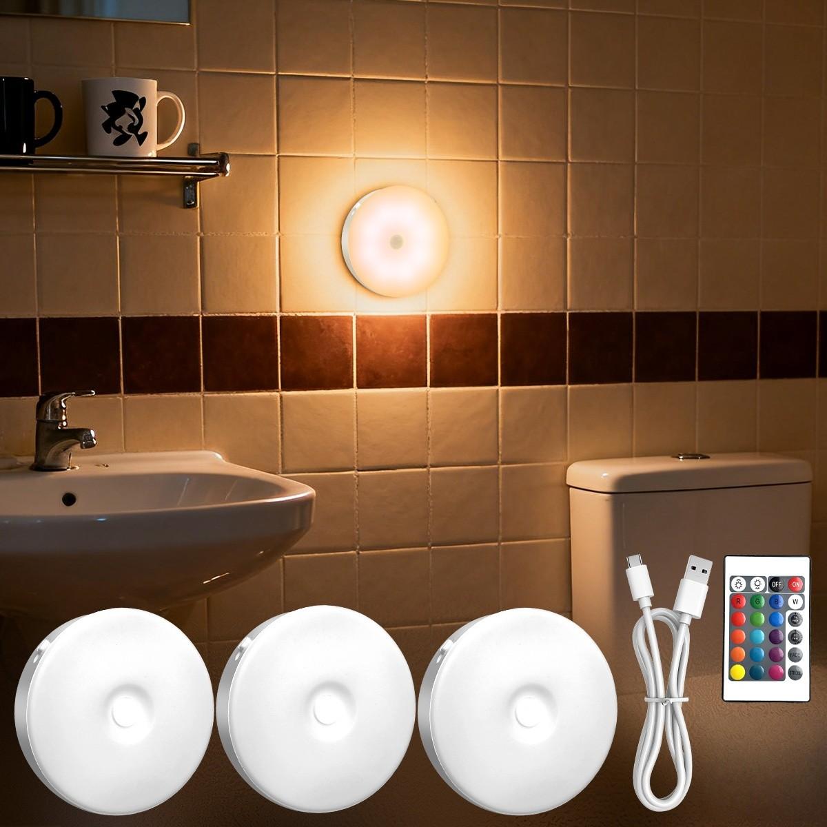 Indoor Motion Sensor Night Light USB Rechargeable Lamp Magnetic Mount Warm Light for Kitchen Closet Pantry Wardrobe Coffee Corner Bathroom Stairs Hallway Sink Cabinet Laundry Room Tool Room Garage Refrigerator Smart Lamp