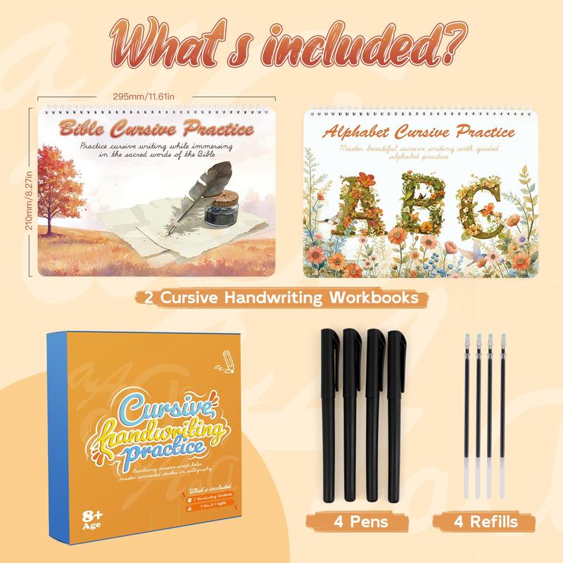 Grooved Cursive Handwriting Workbook for Kids Ages 8-12, Reusable Magic Grooved Writing Practice Alphabet Letters & Bible Verses, Cursive Calligraphy Practice Toys for Classroom & Homeschool