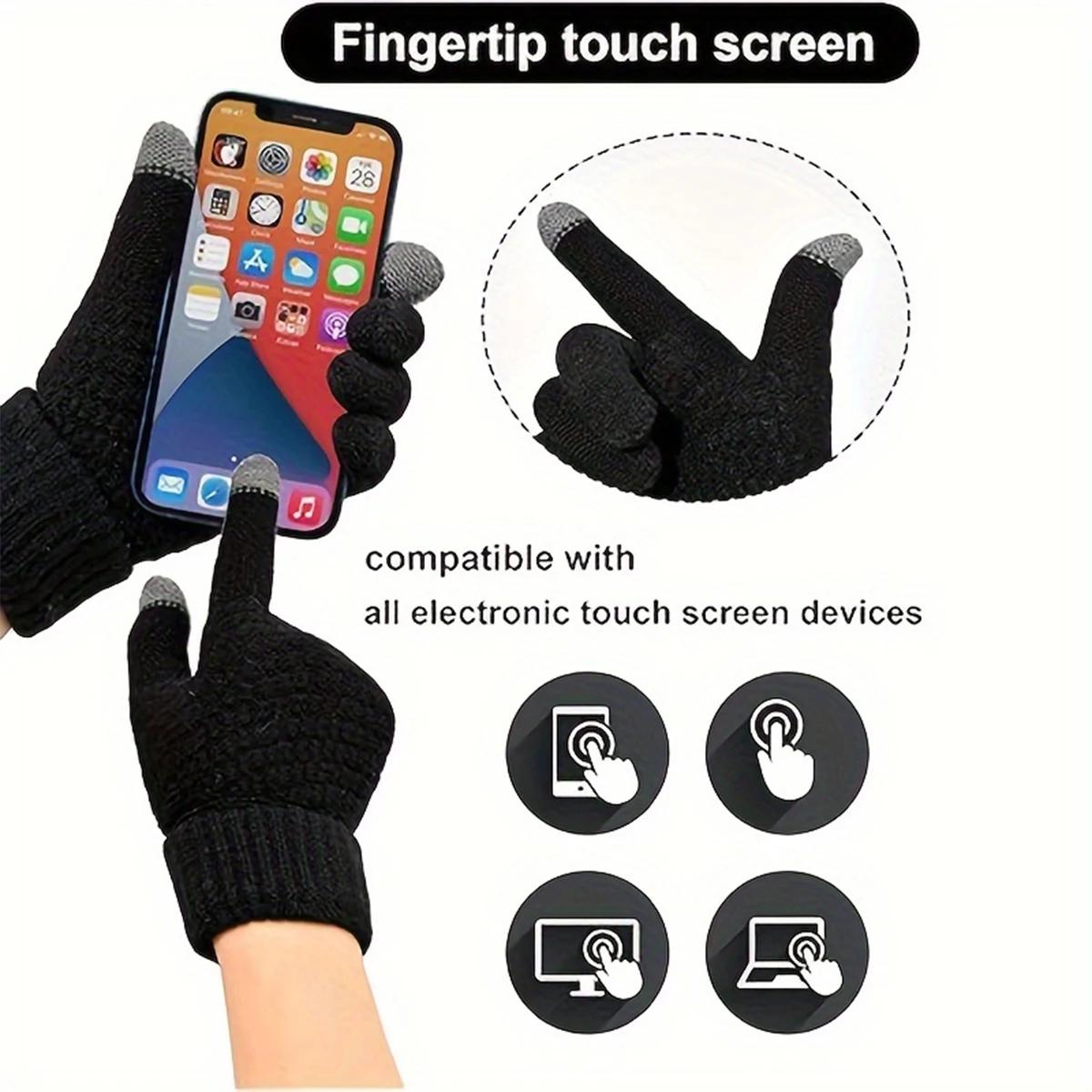 1 Pair of Touchscreen Thermal Gloves, Suitable for Winter Outdoor Skiing, Cycling and Other Scenarios, Fleece - Lined for Cold Protection and Touchscreen Compatible